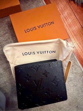 Louis Vuitton Style Black Embossed Monogram Wallet with Dust Bag - Brand New VSF